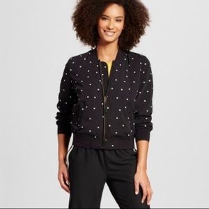 Who What Wear Polka Dot Polyester Bomber Jacket